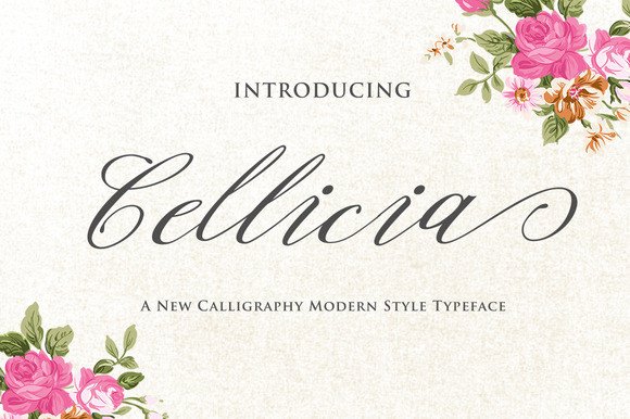 Elegant Cellicia font showcasing its delicate curves and fine detailing