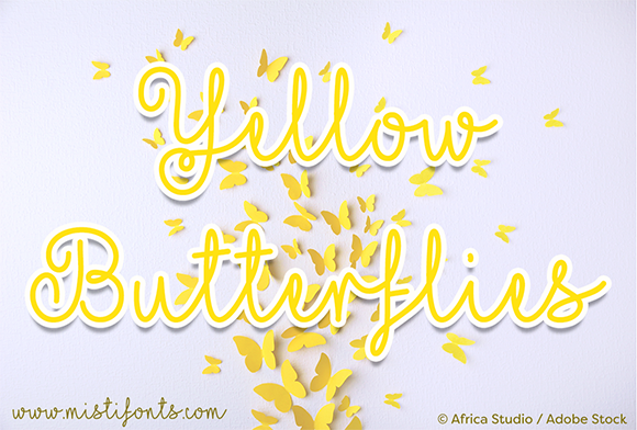 Yellow Butterflies Font Poster 1