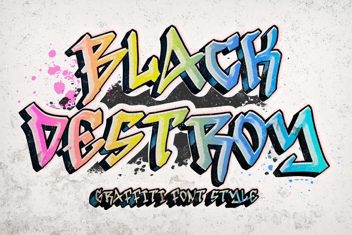 Black Destroy Font Poster 1