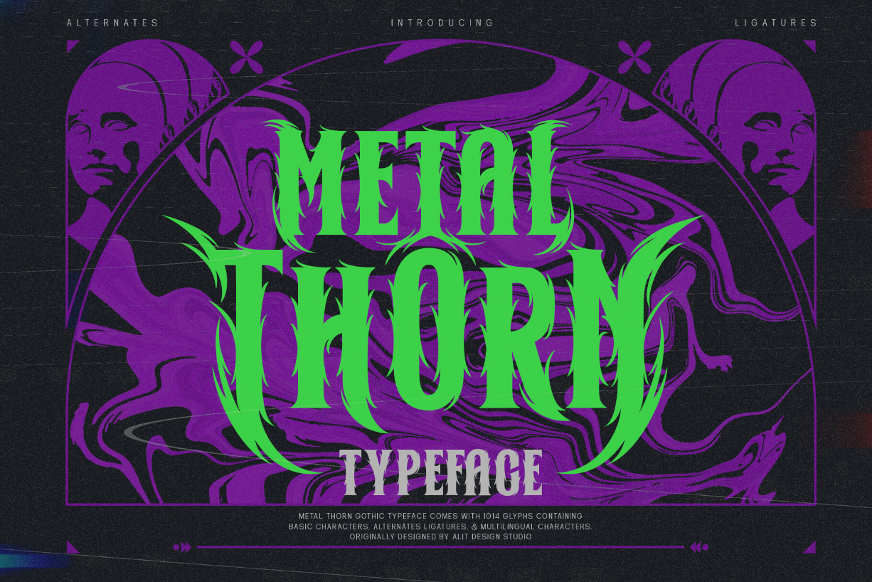 Metal Thorn Font Poster 1