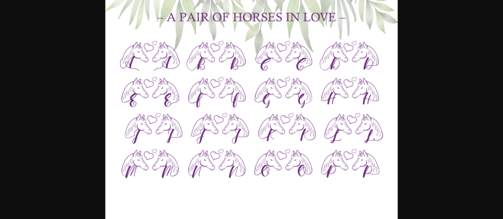 A Pair of Horses in Love Font Poster 4