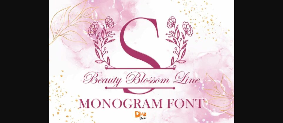 Beauty Blossom Line Monogram Font Poster 3