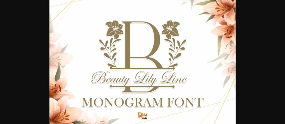 Beauty Lily Line Monogram Font Poster 3