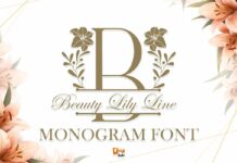 Beauty Lily Line Monogram Font Poster 1
