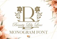 Beauty Lily Line Monogram Font Poster 1