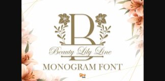 Beauty Lily Line Monogram Font Poster 1