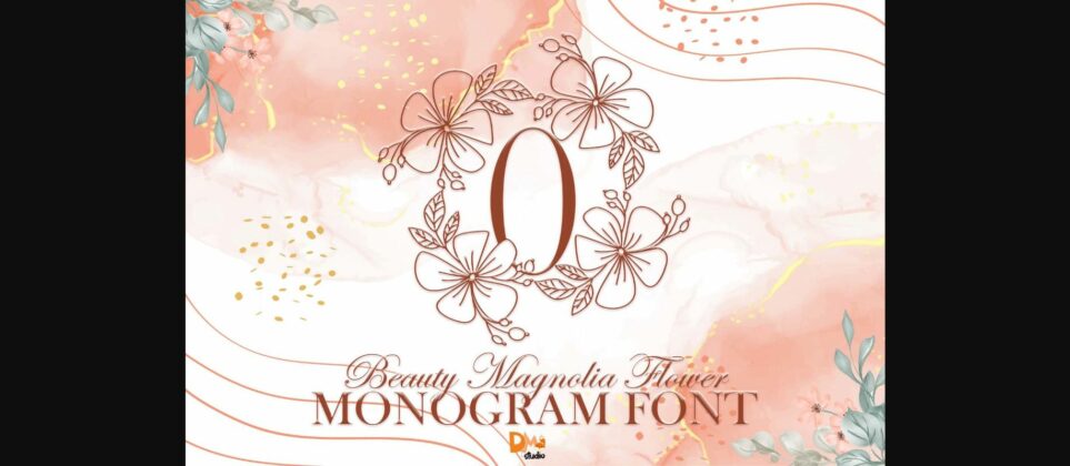Beauty Magnolia Flower Monogram Font Poster 3
