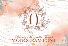 Beauty Magnolia Flower Monogram Font Poster 1