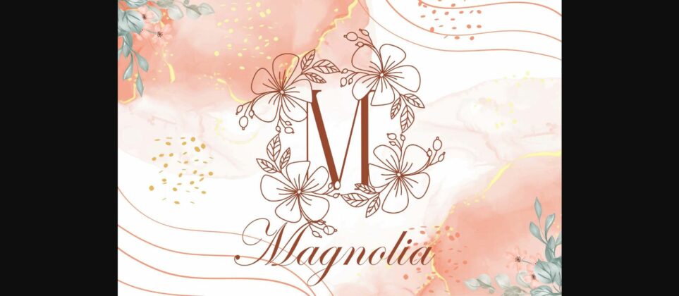 Beauty Magnolia Flower Monogram Font Poster 4