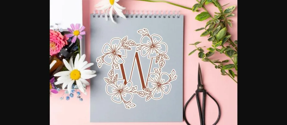 Beauty Magnolia Flower Monogram Font Poster 5