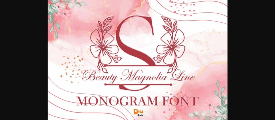 Beauty Magnolia Line Monogram Font Poster 3