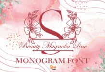 Beauty Magnolia Line Monogram Font Poster 1