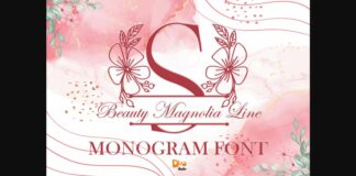 Beauty Magnolia Line Monogram Font Poster 1