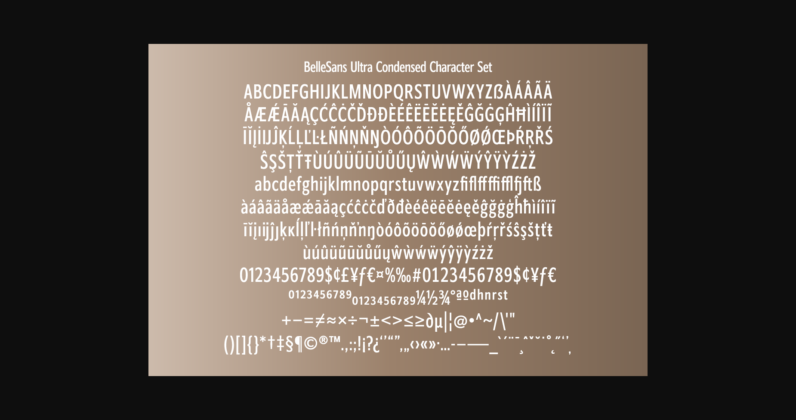 BelleSans Ultra Condensed Regular and Oblique Font Poster 6