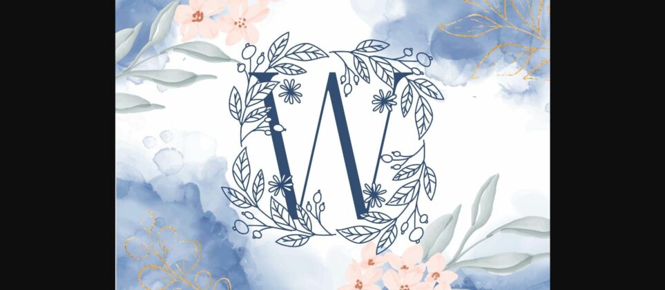 Blue Spring Floral Monogram Font Poster 4