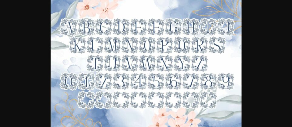 Blue Spring Floral Monogram Font Poster 6