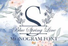 Blue Spring Line Monogram Font Poster 1