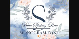 Blue Spring Line Monogram Font Poster 1