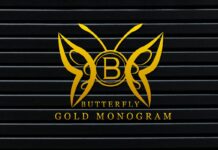 Butterfly Gold Monogram Font Poster 1