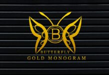 Butterfly Gold Monogram Font Poster 1