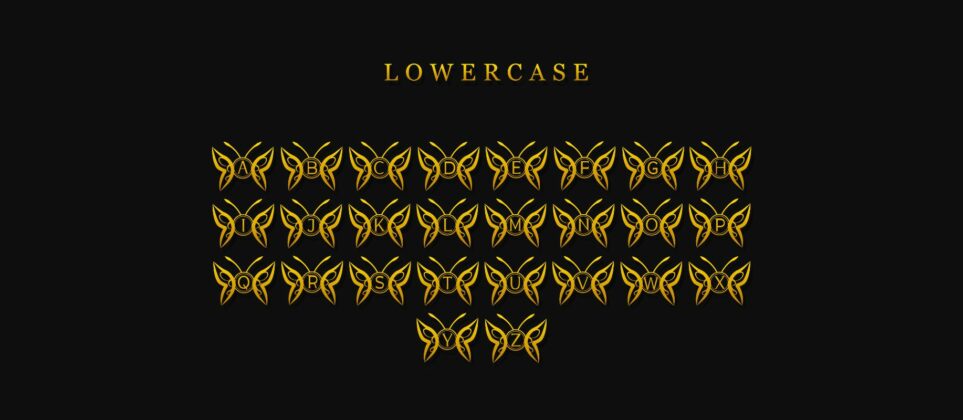 Butterfly Gold Monogram Font Poster 7