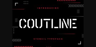 Coutline Stencil Typeface Font Poster 1