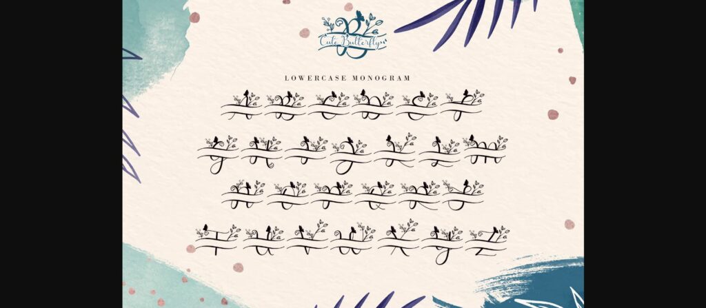 Cute Butterfly Monogram Font Poster 8