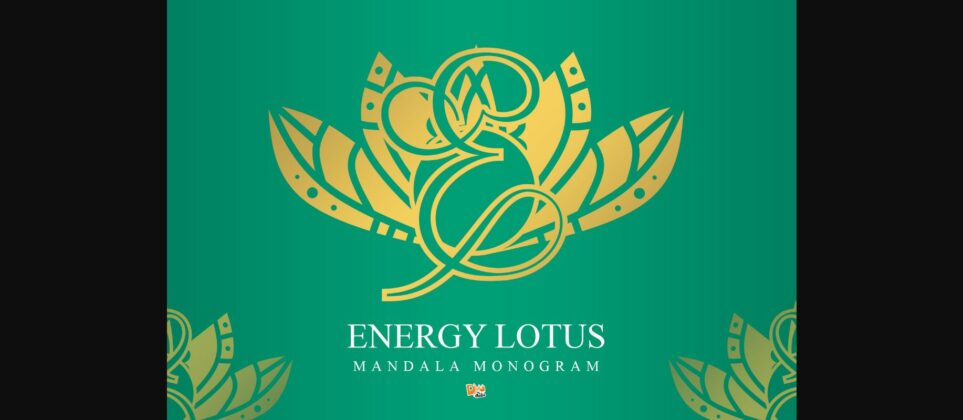Energy Lotus Mandala Monogram Font Poster 3