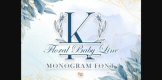 Floral Baby Line Monogram Font Poster 1