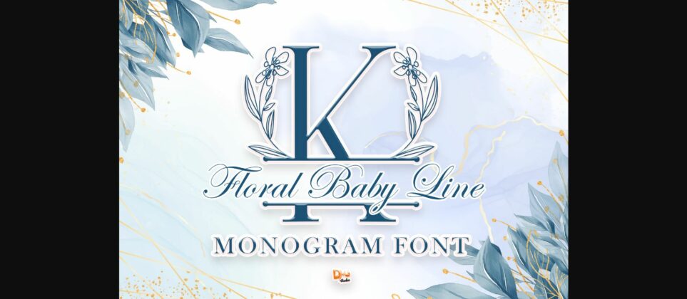 Floral Baby Line Monogram Font Poster 1