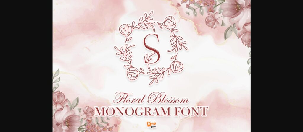 Floral Blossom Monogram Font Poster 1