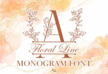 Floral Line Monogram Font Poster 1