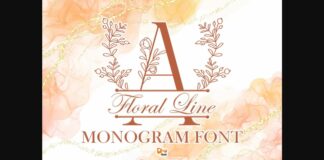 Floral Line Monogram Font Poster 1