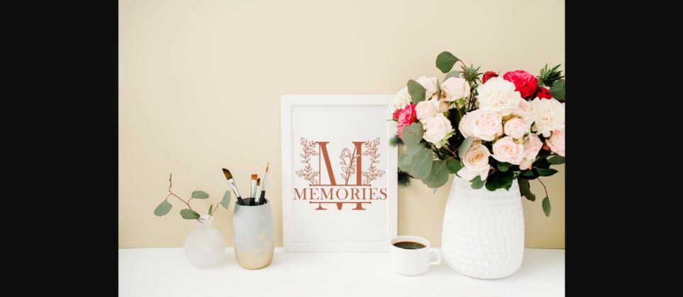 Floral Line Monogram Font Poster 5