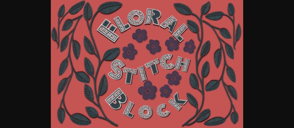 Floral Stitch Block Font Poster 3