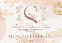 Flower Bloom Line Monogram Font Poster 1