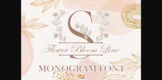 Flower Bloom Line Monogram Font Poster 1