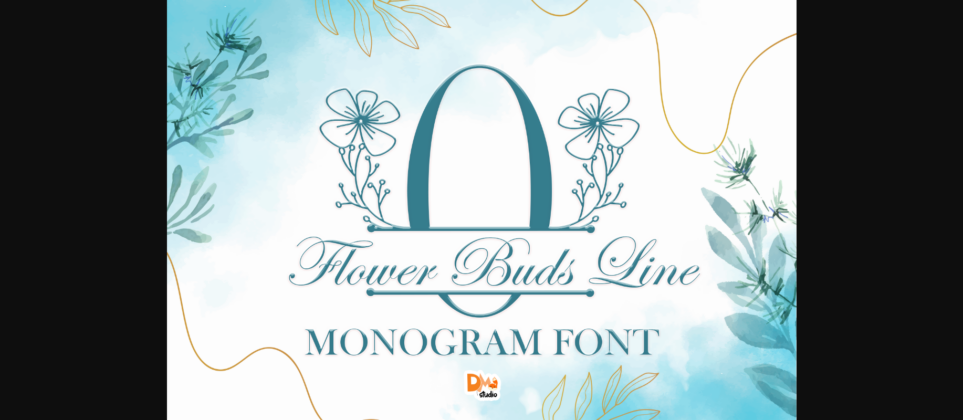 Flower Buds Line Monogram Font Poster 3