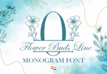 Flower Buds Line Monogram Font Poster 1