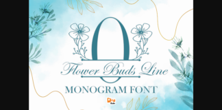 Flower Buds Line Monogram Font Poster 1