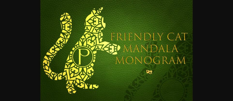 Friendly Cat Mandala Monogram Font Poster 3
