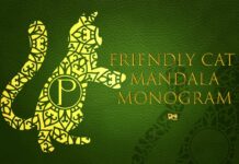 Friendly Cat Mandala Monogram Font Poster 1