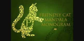 Friendly Cat Mandala Monogram Font Poster 1