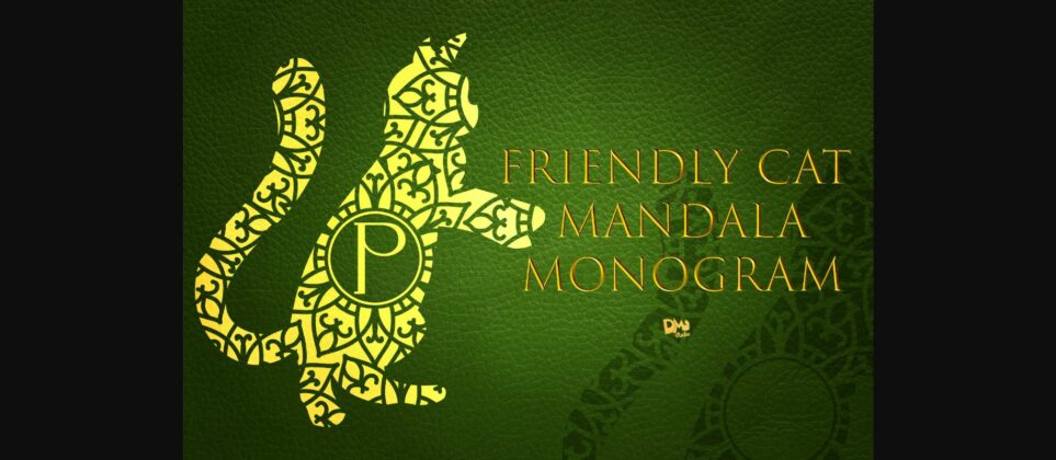 Friendly Cat Mandala Monogram Font Poster 1