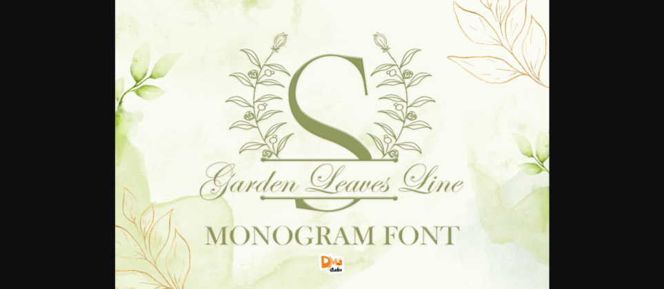 Garden Leaves Line Monogram Font Poster 3