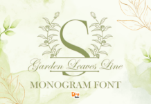 Garden Leaves Line Monogram Font Poster 1