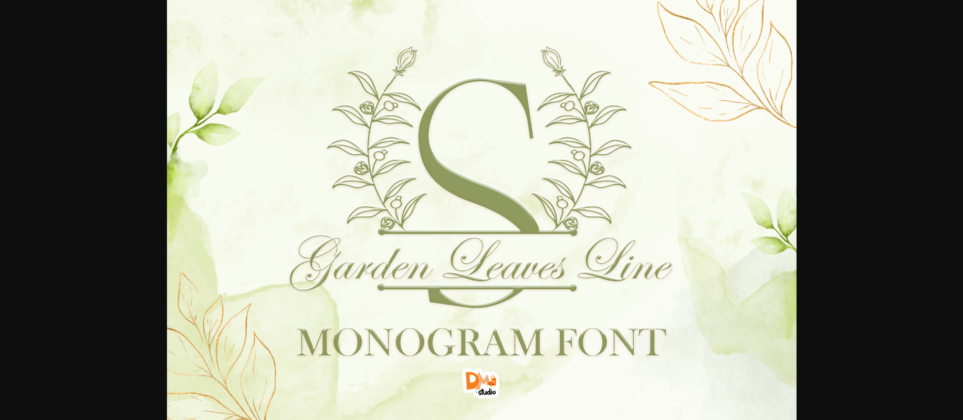 Garden Leaves Line Monogram Font Poster 1