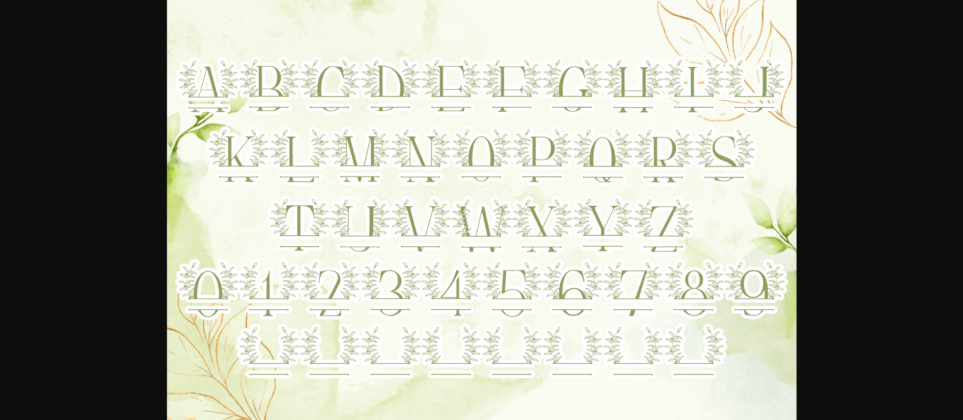 Garden Leaves Line Monogram Font Poster 6