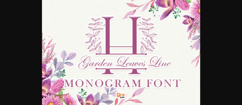 Garden Leaves Line Font Poster 3