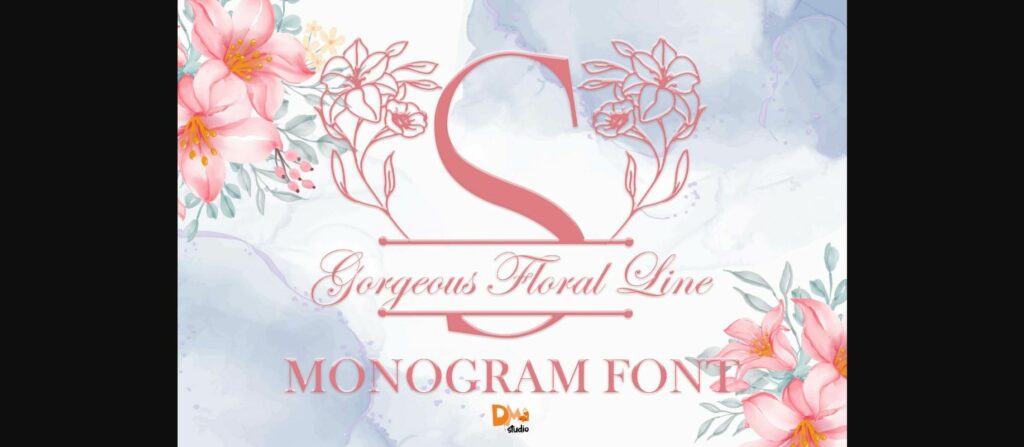 Gorgeous Floral Line Monogram Font Poster 1